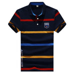 Men's Polo Short Sleeve Cotton Striped Business Casual Classic Office Working Clothes Top Summer Brand Desgin Male Polo Shirt