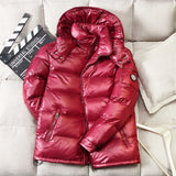 Winter 90% white duck down men's shiny down jacket men's short new couple models hooded down jacket women men Winter Down Parka