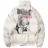 Winter Down Jacket Men Cartoon Bear Print Parka Men Hip Hop Harajuku Streetwear Winter Thick Warm Jackets Coats Oversize M-XL